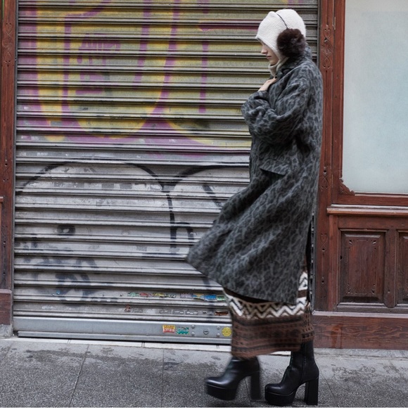 Zara WOOL BLEND PRINTED COAT - Picture 3 of 14